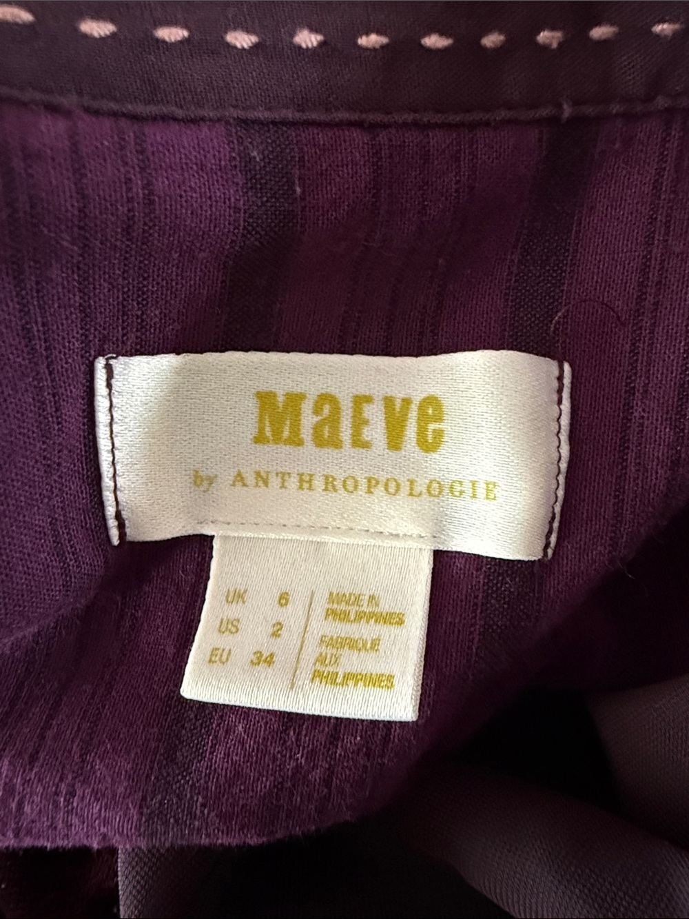 Maeve Anthropologie Women’s 2 Plush Velour Button-Down Shirt in Wine Burgundy - Picture 6 of 6